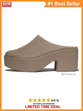 Suede Heeled Mules Platform Slip-On Comfort Shoes